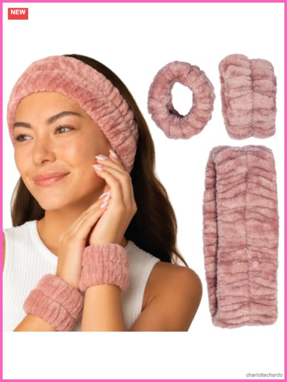 Spa Headband and Wrist Bands Set for Washing Face, Plush Skincare Makeup